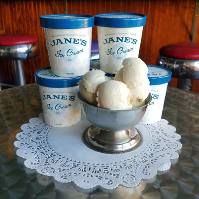 Proudly Serving Jane's Ice Cream
